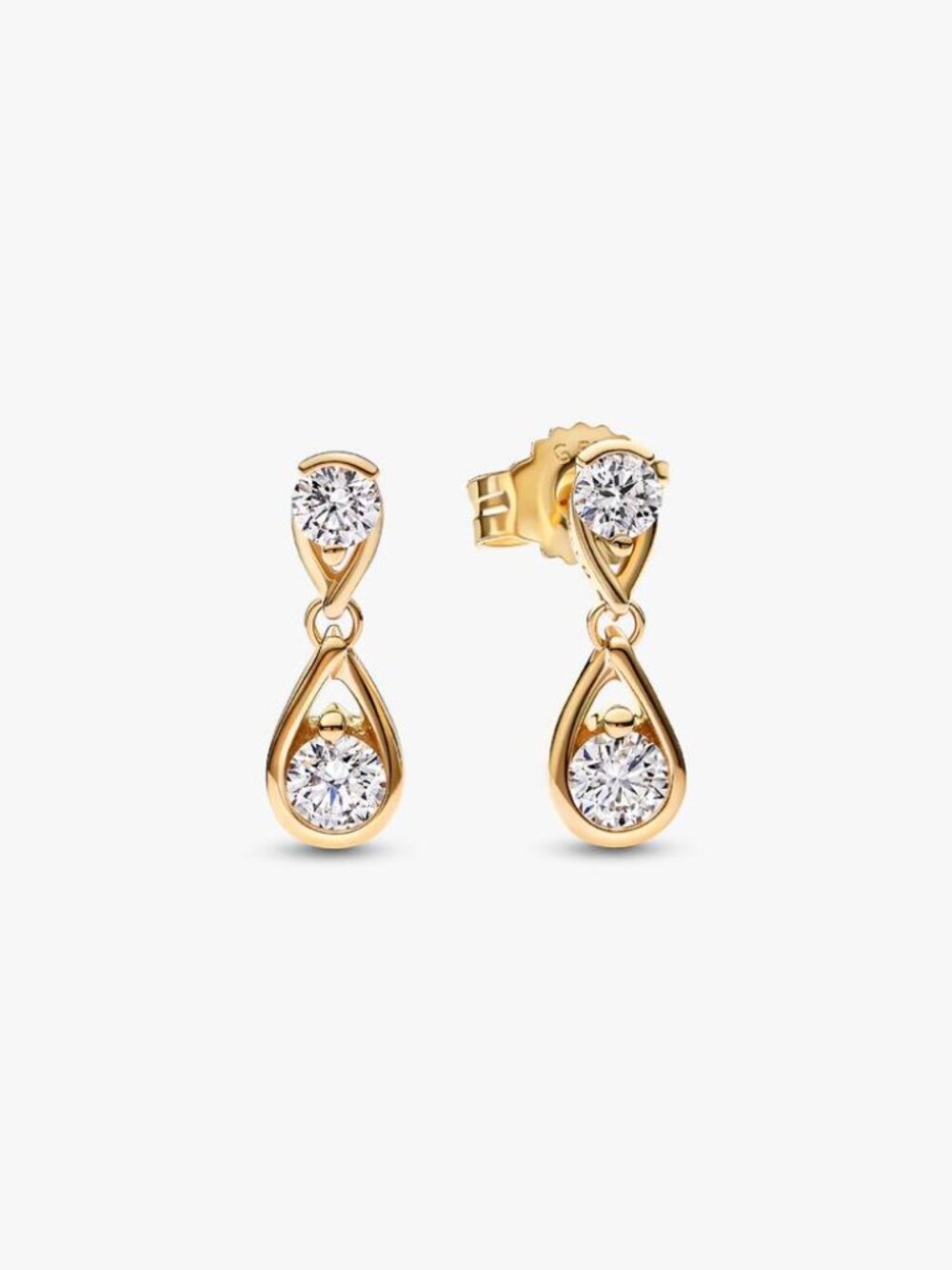 Pandora Infinite 14k Gold Double Lab-grown Diamond Drop Earrings